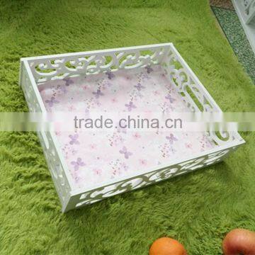 Promotional handmade wedding decoration wooden tray with handles