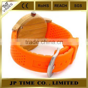 Newest Soft Silicone Band 4 Colors for Choice Wood Dial Bamboo Wood Watch Private Label photo-6