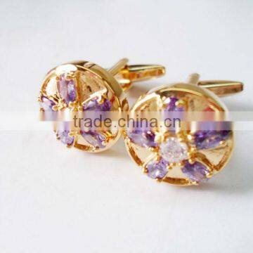 Golden yellow with elegant purple high-grade cufflinks