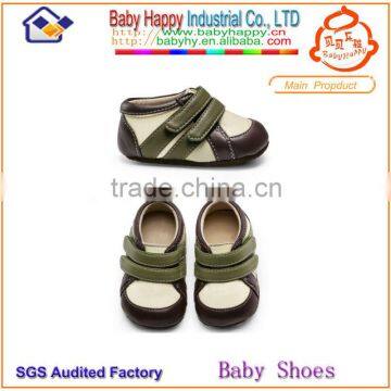 Beautiful design real PU baby hard sole wakling shoe 2014