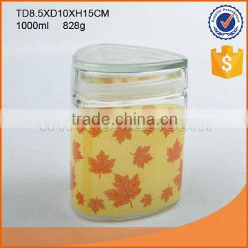 High quality triangle glass oil bottle with decal and reasonable price                        
                                                                                Supplier's Choice
