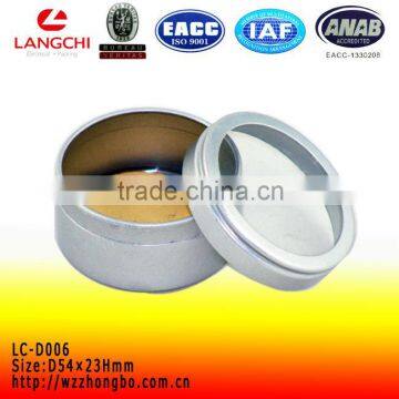 Round metal watch tin box with pvc window