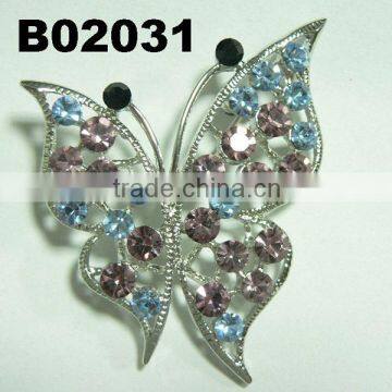 Beauty fashion big colorful butterfly crystal brooches