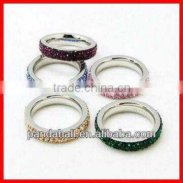 Stainless Steel Rhinestone Rings(RJEW-C082-ME)