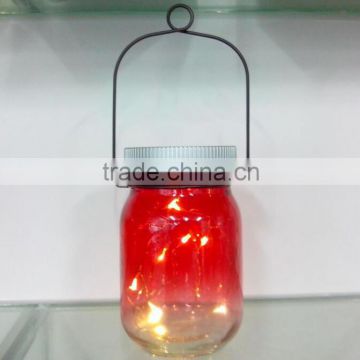 Romantic wedding decoration gift hanging red solar led light mason jar