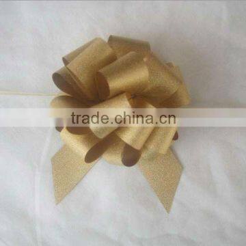 HOT SALE ! 5 inches Gold Glitter Poly Ribbon POM POM Pull Ribbon Bow