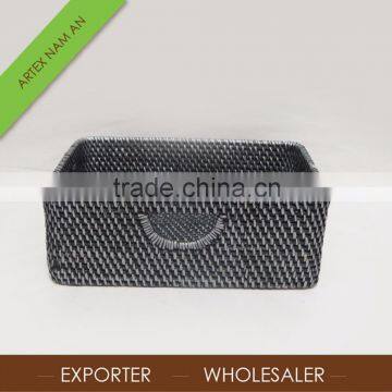 Black rattan storage basket, laundry hamper, laundry basket with competitive price in Vietnam