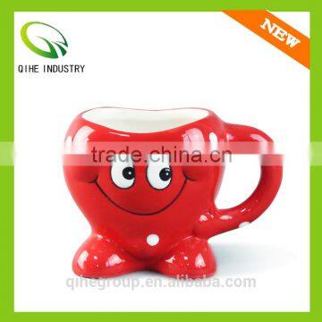 wholesale ceramic red mug with Funny Design