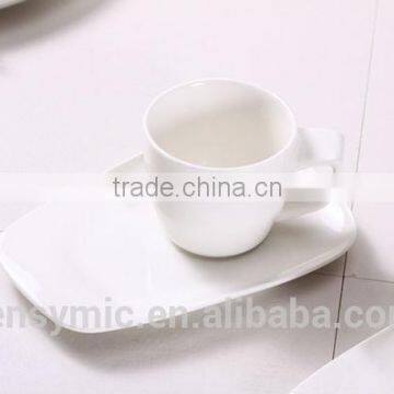 T00217 Big Handle White Porcelain Tea Cup With Saucer photo-3