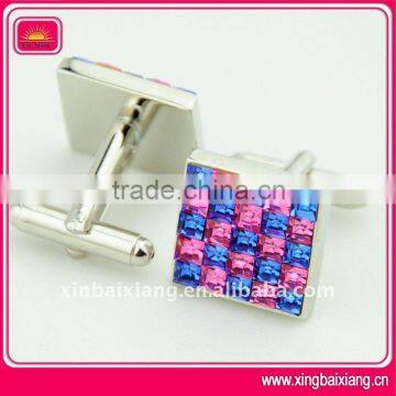 Ornament diamond design plated metal base cufflink