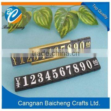 super fancy price tags with a moveable aluminum alloy stander of printing numbers and currency sign sold by Cangnan manufactory