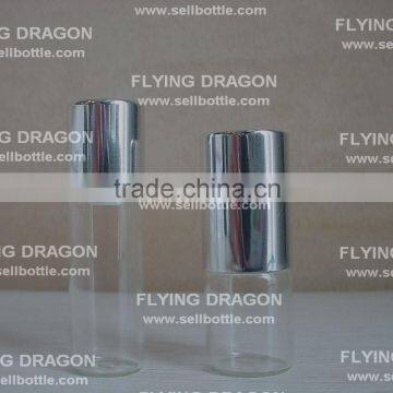 3ml short mini roll on glass bottle with shiny sliver aluminium cap