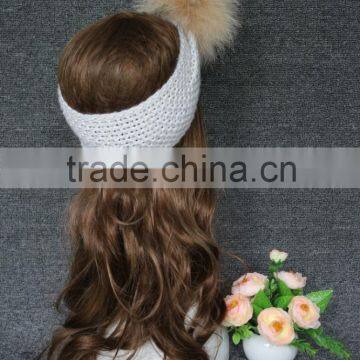 Colourful Genuine Big Raccoon Fur Pompom Women Makeup Headband photo-3