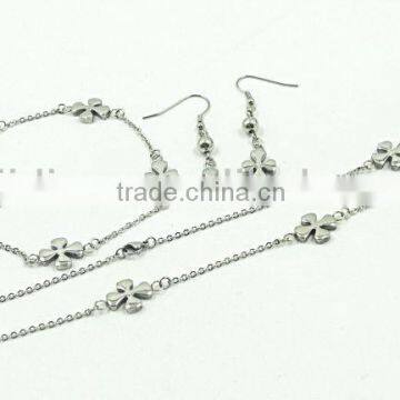 Flower Stainless Steel Jewelry Set,necklace bracelet earring