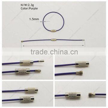 Outdoor Hiking Purple Stainless Steel Wire Keychain Cable Keyring photo-6