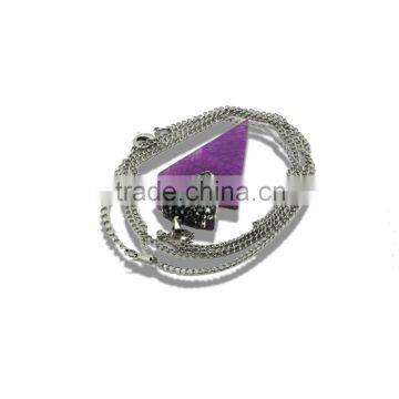 Fashion Triangle And Beautiful Texture Pendant Necklace Delicate Stone Necklace