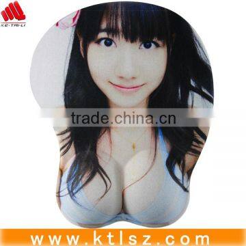 Hot sale fashion 3d breast carton sexy girl wrist rest silicone mouse pad