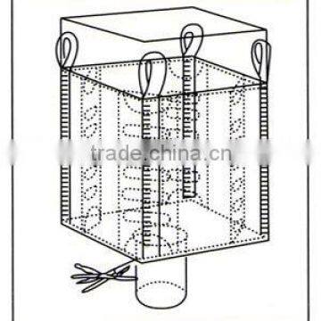 PP u-panel big bag with fill skirt top and discharge spout bottom/FIBC bulk bag with the loops sewn down the bag body\