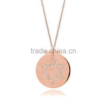 Silver/Brass With 14k Plated Rose Gold Genuine Crystal Customize Design Religions Symbol 'Judaism' Pendants Jewelry