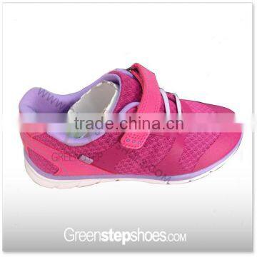 pink hook and loop kids fashion shoes