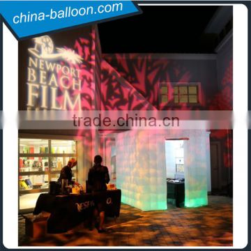 Attractive Colorful Portable Lighting Inflatable Cube Photo Booth/Kiosk for outdoor