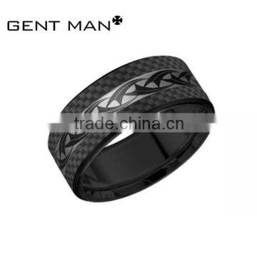 high quality 8mm cool Black tungsten carbide carbon fiber ring jewelry