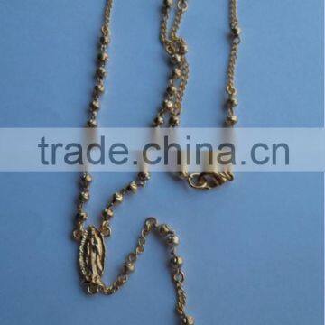 Gold plated Brass Beaded Rosary Necklace