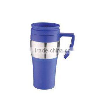 double wall travel cup with lid and handle