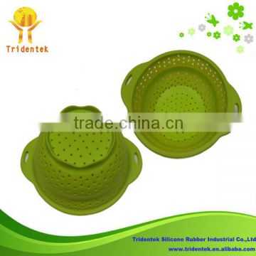 2014 Novelty Food Grade silicone foldable colander with Handle