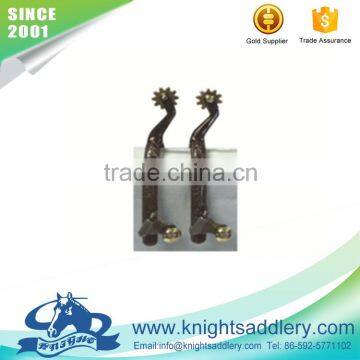 Black Steel Western Horse Spur with Rowel in Neck