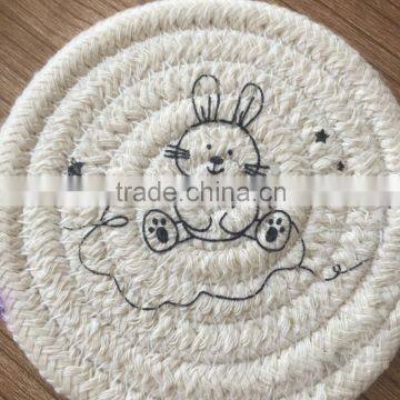 Shengsheng wholesale cheap eco-friendly round 100% cotton placemat rope coaster