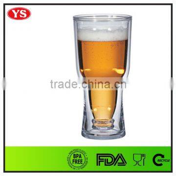 FDA 14oz double wall plastic glass beer mugs