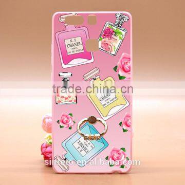 100% Import Premium Quality Material For Huawei P9 Perfume Design TPU+PC Phone Case With Ring Bracket