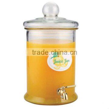 SINOGLASS 1 pc round shape glass juice dispenser with glass lid