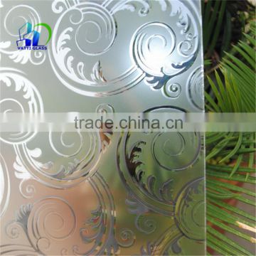 decorative acid etched pattern glass for shower screen pattern glass door panels etched glass