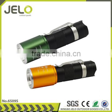 Ningbo JELO Sales Promotion High Power 1Watt LED Focus Torch Pocket and Zoom Pen Clip Flashlight