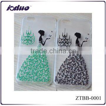 2015 relief set auger painting girl design tpu or plastic phone shell for iphone 6