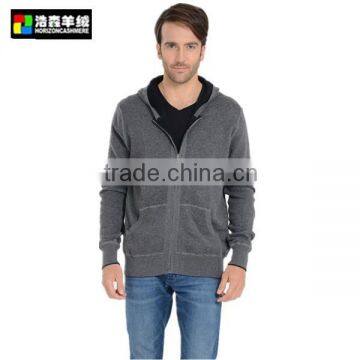 Fashion Men Grey Coat Sweater, Grey Cashmere Hoodie Coat