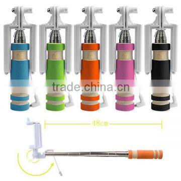 2016 Hot Sale selfie handle stick mini extendable cable monopod with mirror wired selfie stick