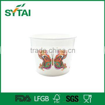 16oz beautiful printed ice cream paper cup and spoon in paper lid