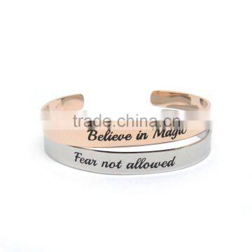 Hotselling plain custom words stainless steel adjustable cuff bangle