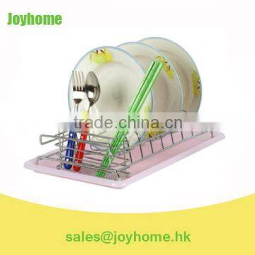 Kichen dish rack with plastic utensil tray