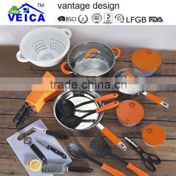 24pcs Stainless Steel With Silicone Handle Kitchen Set/home Kitchen Pan Sets photo-2