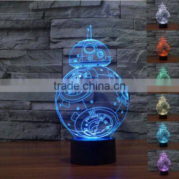 3D illusion Bulbing Night 7color Touch Switch Desk Lamp LED Light