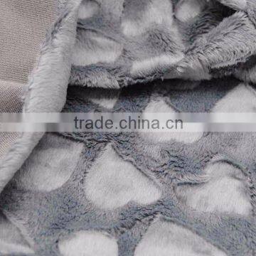 China wholesale polyester brushed heart pattern short velboa