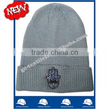 OEM wholesale factory alibaba china soft acrylic material in mixed color hat with eye embroidery and cuff single color