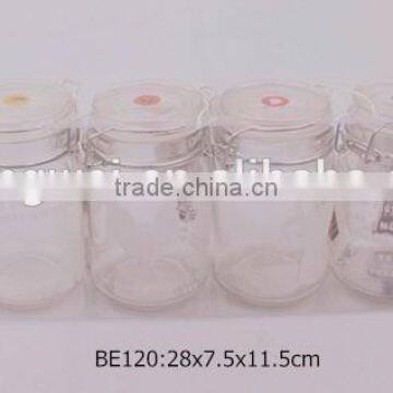 4pcs airtight glass jar with glass lid in a pvc box