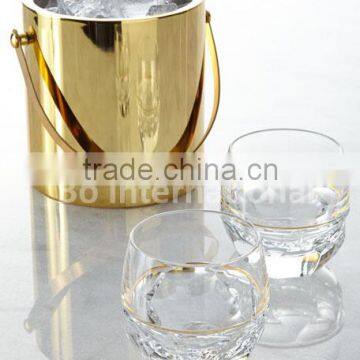 stainless steel gold plated ice bucket double wall 1.5 Ltr