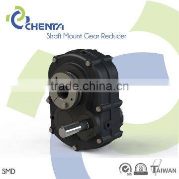 SMD shaft mounted speed reducer helical gear geometry 16:1 ratio gearbox