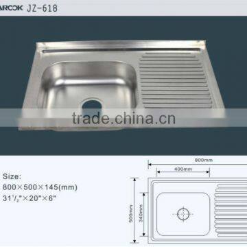 Popular Cheap Kitchen Sink Stainless Steel Single Bowl With Drainer Board photo-2
